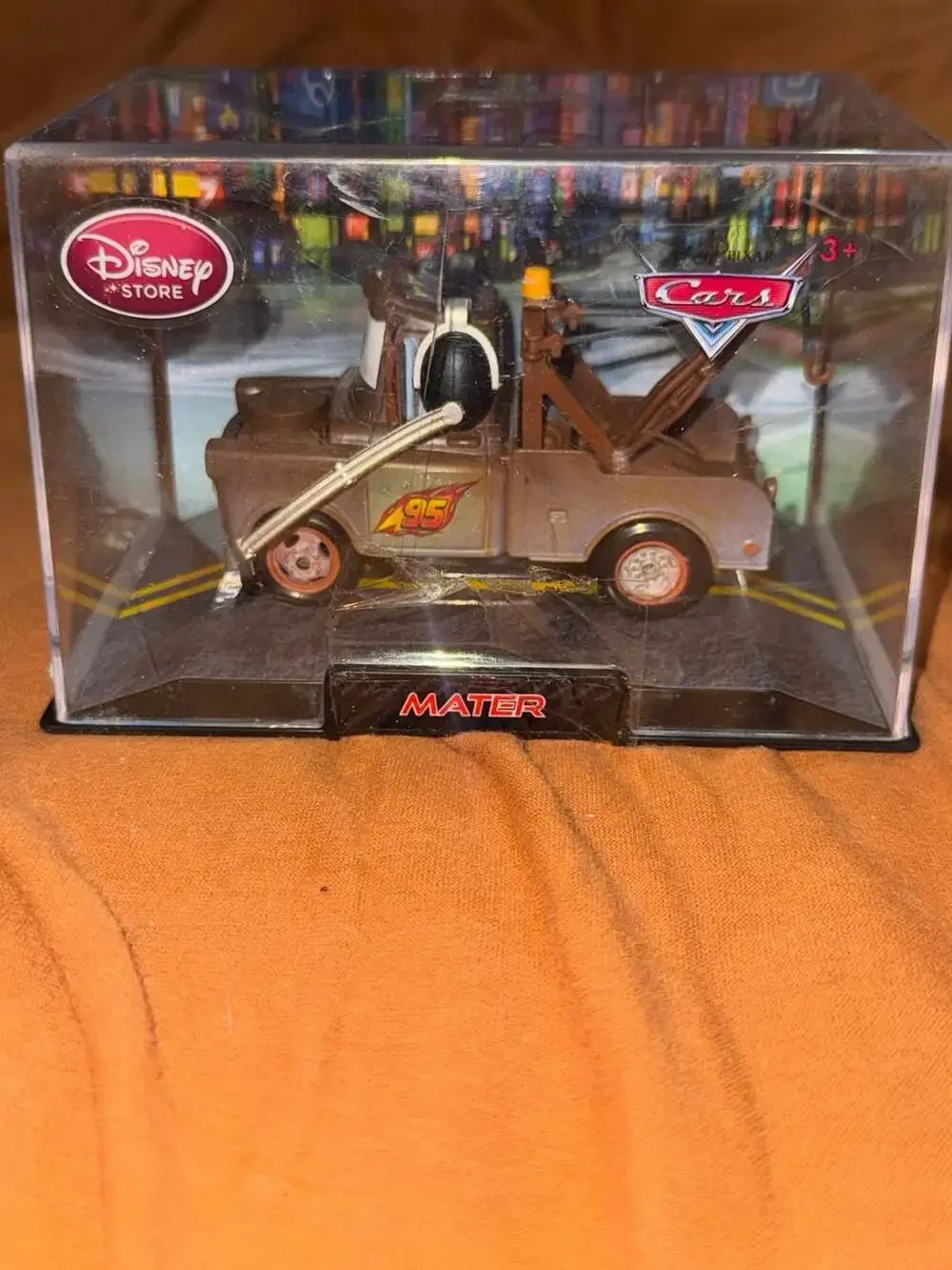 Disney Store Pixar Cars Mater Die Cast Truck with Headset in Acrylic Display Cas